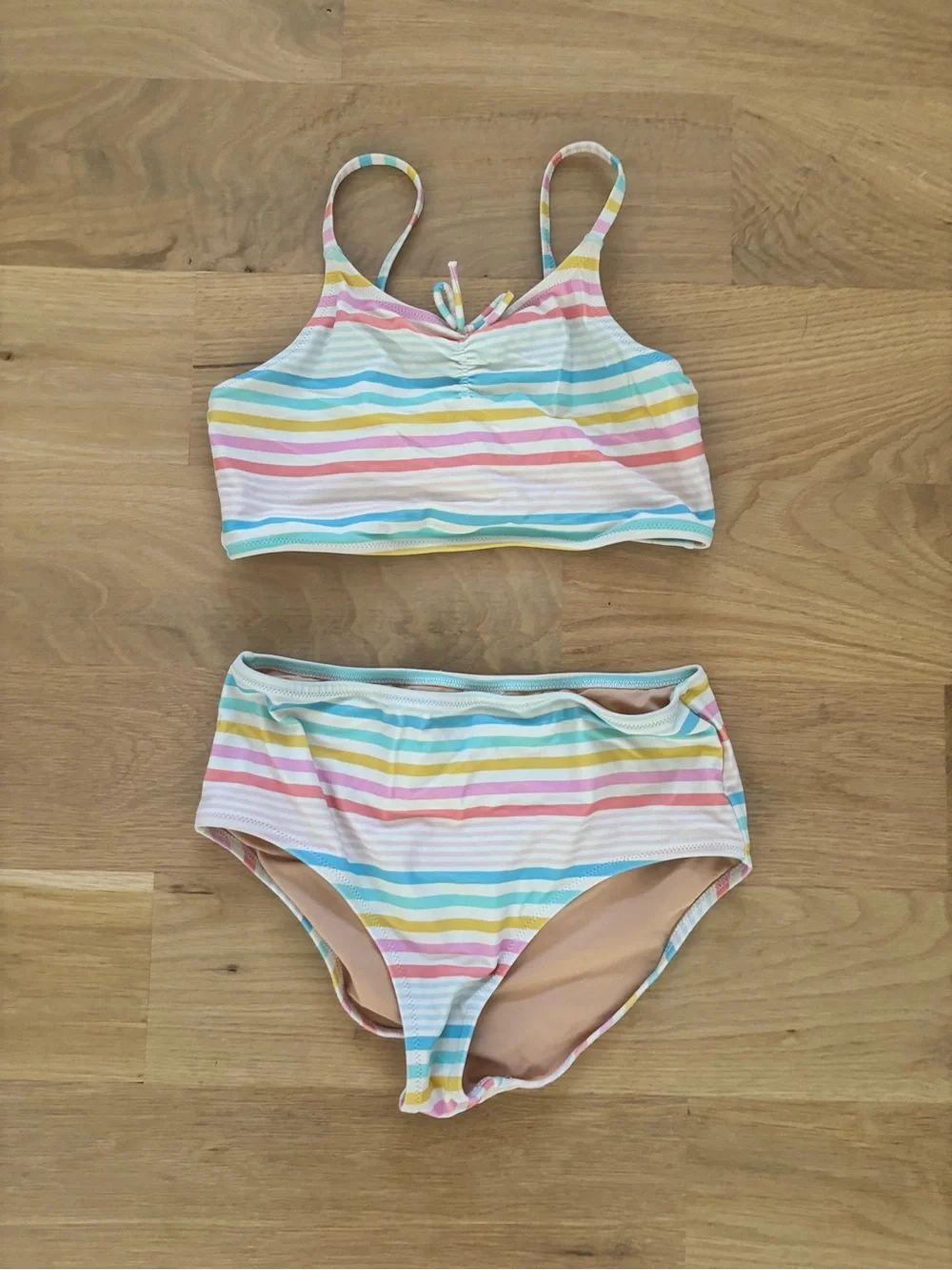 Girls' Pastel Rainbow Stripe Two-Piece Swim Set